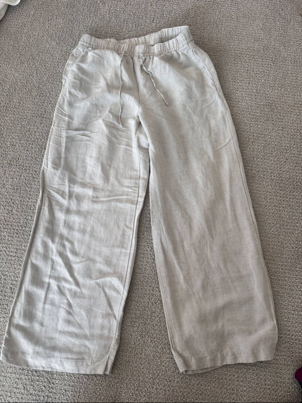 H&M Light Beige Wide Leg Linen Pants